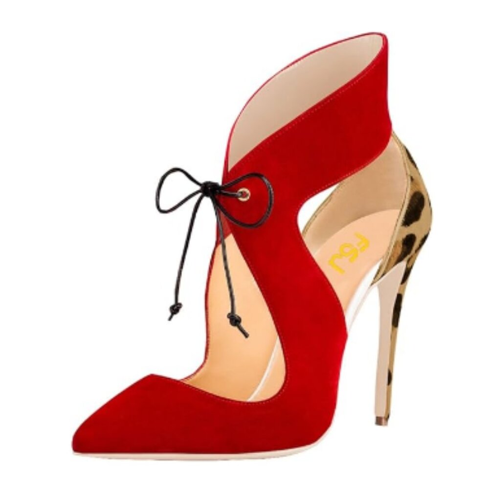 FSJ Women Stylish High Heel Pumps Lace Up Sandals Cut Out Stiletto Party Evening